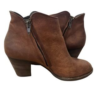 Paul Green Aubrey Boot US 7 Brown Leather Double Zip Western Ankle Bootie